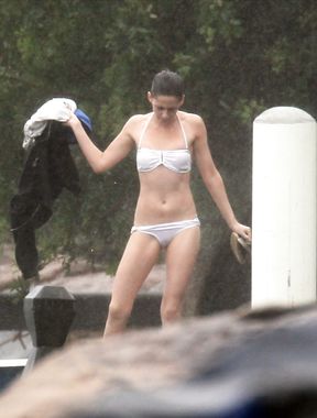 Kristen Stewart in a wet swimsuit